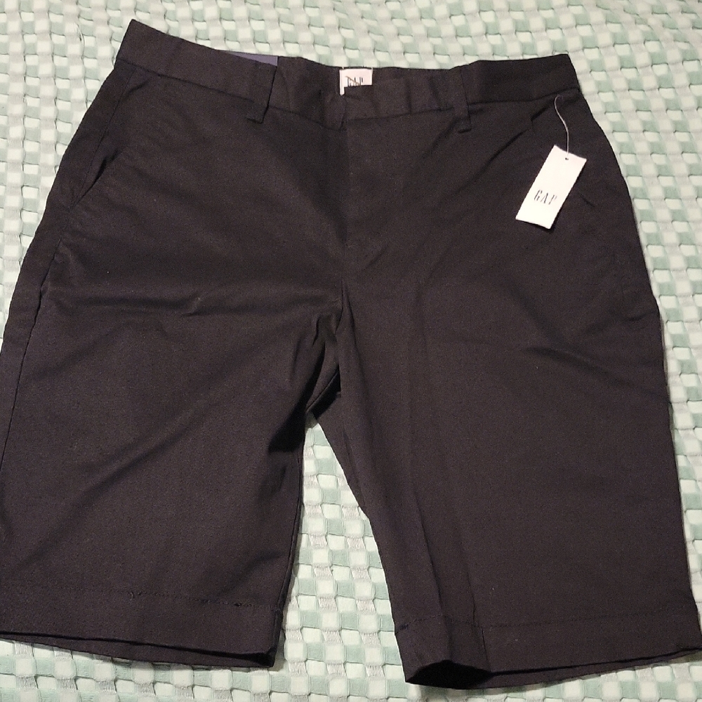 GAP Black Flat Front Shorts Tailored Cotton Blend
